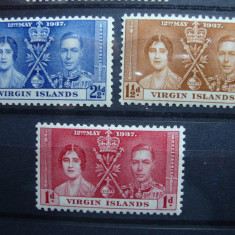 VIRGIN ISLANDS 1937 SERIE INCORONAREA GEORGE VI MH