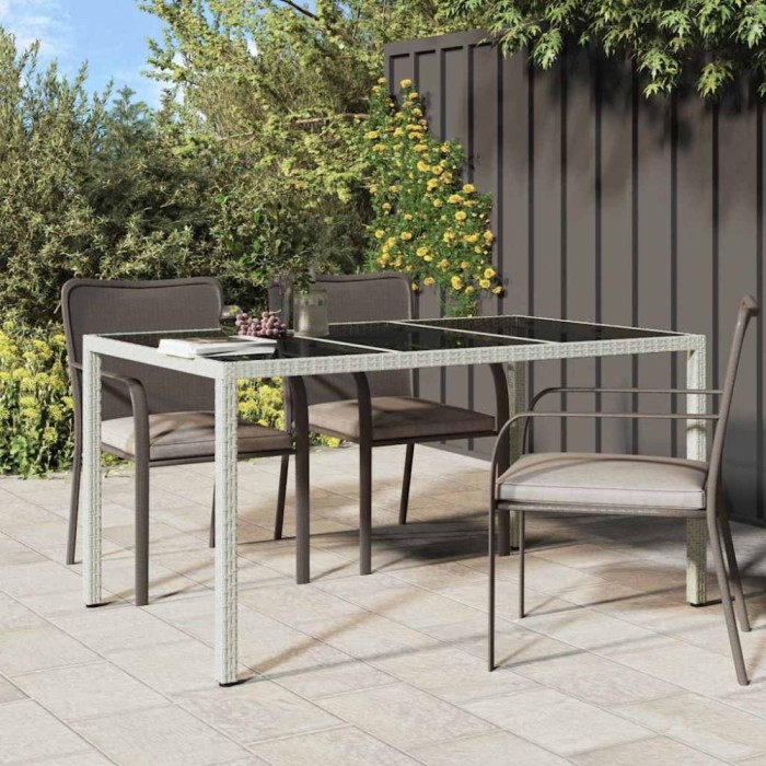 vidaXL Masă de grădină pentru dining Alb 150 x 90 x 75 cm Rattan poli 362542