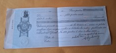 Cambie - bancnota veche perioada regala Banca Nationala a Romaniei - Fila Cec anii 1930 ( bun si aprobabt pentru suma de 5000 Lei )