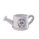 Cumpara ieftin Ghiveci flori ceramica alba neagra Stropitoare Love 33 x 16 x 13 cm