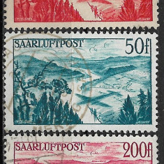 Saar 1948 - Posta Aeriana 3v.stampilat,perfecta stare(z)