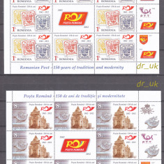 ROMANIA 2012 LP 1953 d 150 ani Posta Romana minicoli 8+1v MNH