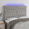 VidaXL Tăblie de pat cu LED, gri deschis, 144x7x118/128 cm, textil
