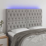 VidaXL Tăblie de pat cu LED, gri deschis, 144x7x118/128 cm, textil
