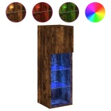 Cumpara ieftin Comoda TV cu lumini LED, stejar fumuriu, 30,5x30x90 cm