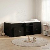 Cumpara ieftin Cadru de pat loft cu sertar cu usa 3 buc. Negru Lemn prelucrat