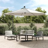 vidaXL Umbrelă &icirc;n consolă cu LED-uri și st&acirc;lp metalic, nisipiu, 350 cm