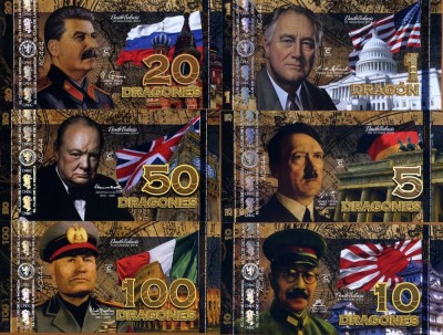 !!! COLUMBIA , CLUB DE LA MONEDA MEDELLIN - LIDERII WW II , 1-5-10-20-50-100 DRAGONES 2015 - UNC foto