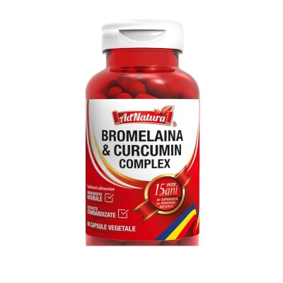 Bromelaina si Curcumin Complex 60 capsule Adserv foto