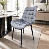 Scaun de living si bucatarie Gloria FDC 20, catifea, cadru metalic, 90 kg, 87x54x44 cm, gri