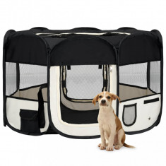 vidaXL Țarc de câini pliabil cu sac de transport, negru, 125x125x61 cm