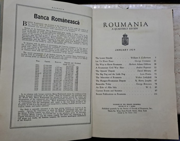 Roumania a quarterly review / january 1929