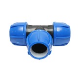 Teu egal compresiune D63x63x63 mm PN16, material PP-B, filet exterior, rezistent UV, presiune nominala 16 BAR, pentru sisteme de irigatii