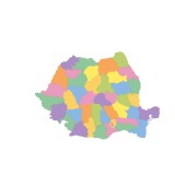 Harta decorativa pentru perete Romania, PVC rezistent la apa, 50x70 cm, fara sipci