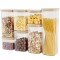 Cutii de Depozitare Alimente, Cyrax, Set din 7 Cutii de tip Container, Cutii pentru Cereale, din Plastic, Capac din Bambuc, 2pc 0.5 l, 2pc 0.8 l, 2pc