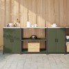 VidaXL Set de depozitare pentru bucătărie cu raft 3 pcs Verde măsliniu 3392669