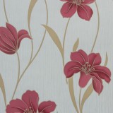 Tapet floral, flori rosu-zmeura, dormitor, hol, lavabil, Grandeco, A60901