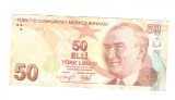 Bancnota Turcia 50 lire 2009, stare buna