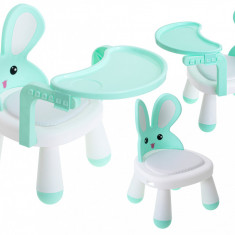 Scaunel cu masuta incorporata Little Bunny Verde menta