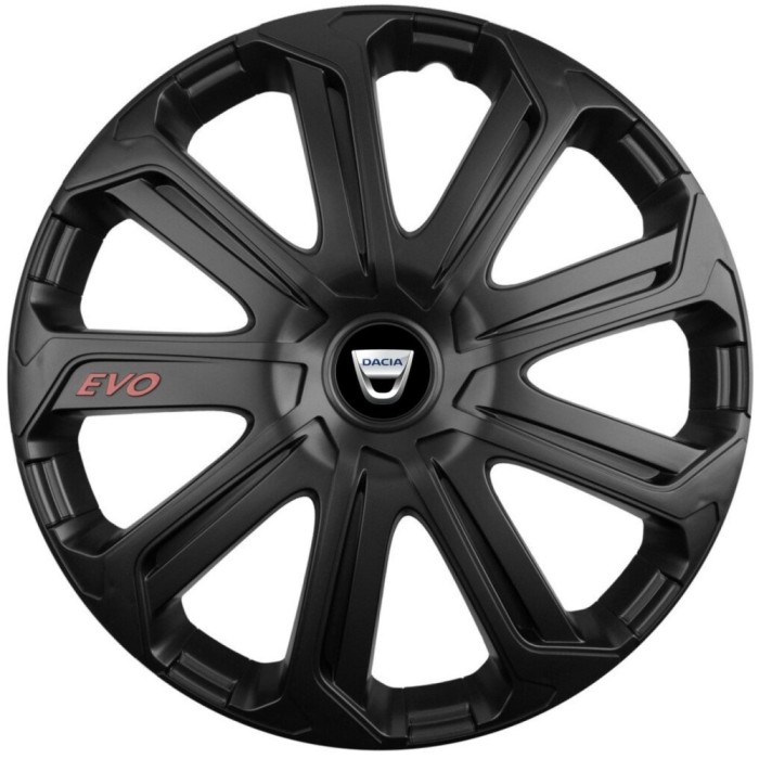 Set 4 Capace Roti Evo Negru R15, Pentru Dacia