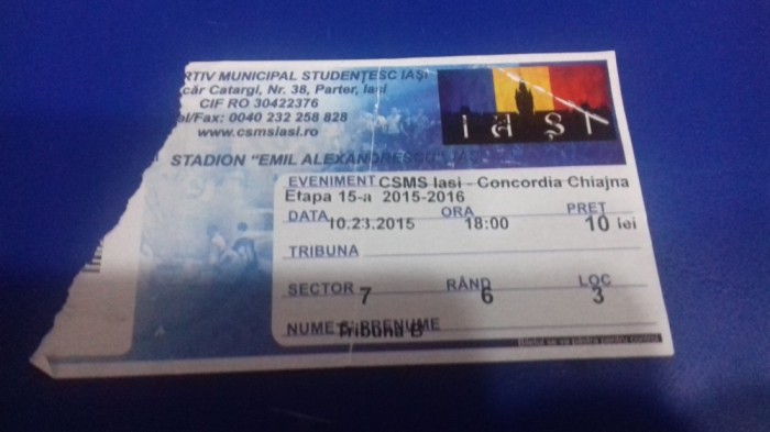 Bilet CSMS Iasi - Concordia Chiajna
