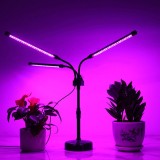 Lampa UV pentru cresterea plantelor, Alimentare cu USB, 15W, 3 capete, 72 LED-uri, 9 nivele lumina, Timer, Inaltime Ajustabila pana la 65 cm Lumina Mo