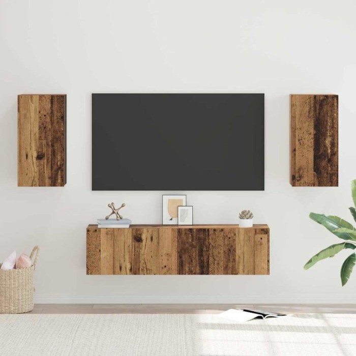 Set comodă TV 4 pcs Lemn vechi 30.5 x 30 x 60 cm Lemn compozit