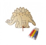 Cumpara ieftin Set Pictura Lemn Dinozaur Copii, 15cm, 3 Culori, Joc Educativ Arta si Creatie, Fete/Baieti, 5+ Ani, Abilitati Artistice