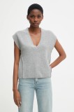 United Colors of Benetton vestă din amestec de l&acirc;nă culoarea gri, 126WD4033