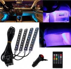 Set patru benzi Led Auto RGB cu telecomanda foto