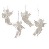 Figurina - Angel Plastic Matt Glitter - White - mai multe modele | Kaemingk