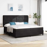 VidaXL Pat cu arcuri cu saltea cu headboard Negru 200 x 200 cm Catifea