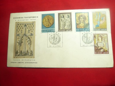 FDC Grecia 1964 - Pictura Bizantina, cu serie 5 val. foto