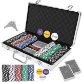 Cumpara ieftin Set de poker cu 300 jetoane,trusa depozitare din aluminiu - Multicolor