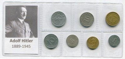 q166 MONEDELE LUMII GERMANIA NAZISTA AL TREILEA REICH SET MONEDE INFOLIATE ADOLF HITLER foto