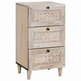 vidaXL Bufet Alb cu Sertar, 33.5x40x75 cm, Lemn Mango &amp; MDF, Dulap Living, Depozitare Chic