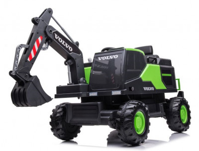 Excavator electric pentru copii Volvo 90W 12V, incarcator actionat electric, culoare verde foto