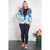 Compleu elegant sacou si pantalon Evelin turcuaz - 52Marimea