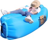 Canapea gonflabila cu tetiera AngLink, impermeabila, 195x92x57 cm, 200 kg, 2 buzunare, geanta transport, Albastru