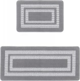 Set de 2 covorase pentru baie Bgl, microfibra, alb/gri, 40 x 60 cm/50 x 80 cm
