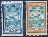 Teritoriul Inini (Colonie Franceză / Guiana) 1931&ndash;1941 - Set 2 Timbre de Taxă Poștală &bdquo;Peisaj cu Palmieri / Supraimprimate TERRITOIRE DE L'ININI&rdquo; -KV1