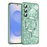 Husa premium Samsung Galaxy S25 Techsuit Luxury Glitter MagSafe, verde deschis