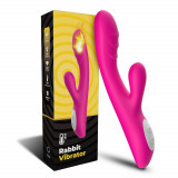 Vibrator iepuraș &icirc;ncălzit cald 9 moduri 22 cm