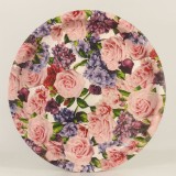 Tavă rotundă plastic dur, model floral, 32x32x2,5 cm