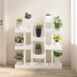 VidaXL Suport pentru plante, alb, 104,5x25x109,5 cm, lemn masiv pin