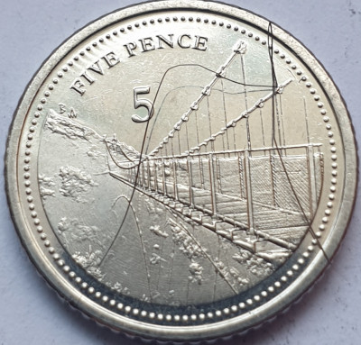 5 pence 2020 Gibraltar, Windsor Bridge, litera BA- mai rară foto