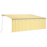 Cumpara ieftin Copertina retractabila manual cu stor, galben&amp;alb, 4x3 m