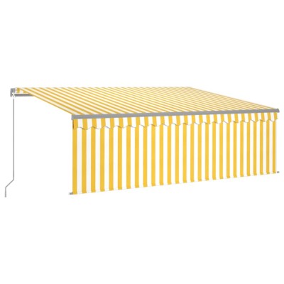 Copertina retractabila manual cu stor, galben&amp;amp;alb, 4x3 m foto