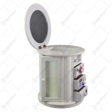 Cutie rotunda pentru bijuterii cu oglinda si multiple sertare &ndash; Design lavanda (Model 1)