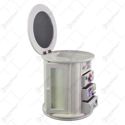 Cutie rotunda pentru bijuterii cu oglinda si multiple sertare &amp;ndash; Design lavanda (Model 1) foto